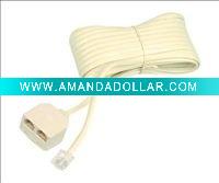 Telephone 6P4C dual-jack extension cord
