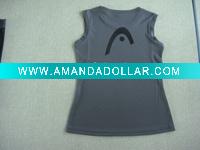 Wholesale ladies' fashion cool gray sports vest and tops interlock