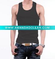Wholesale good quality mens rib singlet cotton mens tank top black color men vest