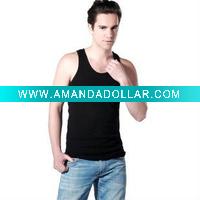 Wholesale 100%pure cotton men's summer black vest tank top sleeveless