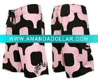 Men's short 100% polyester printed board shorts with embroidery