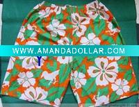 Wholesale cotton men's beach short with colourful print for swimming
