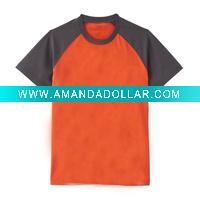 Wholesale Men's raglan sleeves fashion embroidery washed t-shirt