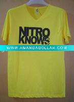 Wholesale V Neck Man's Cotton t shirt with Short Sleeve yf-5449