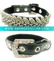 Wholesale Fashion beaded leather dog collar hardware(DL0025)