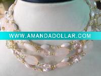 Wholesale Fashion pink series beaded handmade necklace