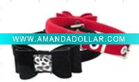 Wholesale Velvet Dog Collar With Bow and Bead Ornaments