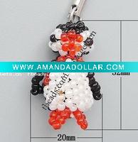 Wholesale cell phone charms,nylon cord with glass kits