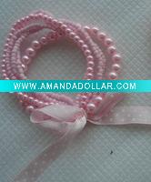 Wholesale Elastic glass and pearl beaded bracelet