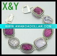 Wholesale Purple Tone Stones Beaded Bracelet Jewelry