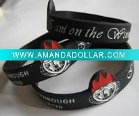 Wholesale Black Brilliant Debossed Fire Silicone Bracelet