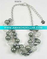 Wholesale long necklace with plastic beads and pearls