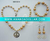 Wholesale Fashion khaki bead necklace set,circular pendant