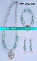 Wholesale bead cordiform pendant necklace set