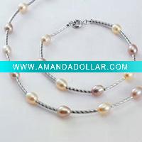 Wholesale 2011 Fashion jewelry,Silver Rhinestone Beads Necklace