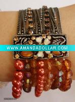 Wholesale plastic beads bracelet/alloy bracelet with plastic beads/fashion bracelet