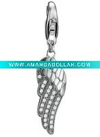 Wholesale C107 ANGEL WING SILVER CHARMS