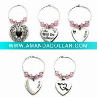 Wholesale Love Wine Bottle Charms, with Loop Diameter of 37mm
