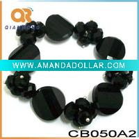 Wholesale Black Crystal Charm Beaded Bracelet