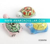 Hand painted porcelain beads, turtle