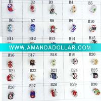Wholesale Flower design Crystal pave beads with rhinestone European style rondelle shape 10*14mm assort color