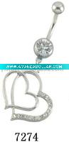 belly button ring with heart shape charms