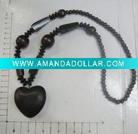 Wholesale charm and fashion chunky assorted wooden beads and heart shaped designer long costume bead necklaces