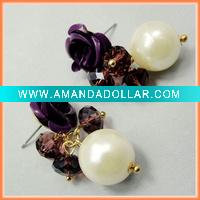 Wholesale Elegant jewelry rose dangle pearl & shining bead