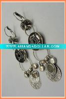 Wholesale Circular shape earring dangle bead and hammered alloy