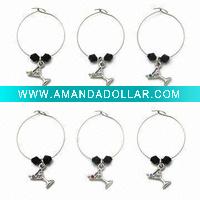 Wholesale Martini Wine Charm Set, with Loop Diameter of 25mm