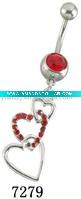 belly button ring with heart shape charms