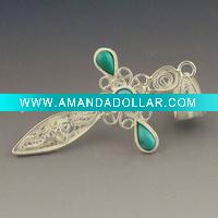 Wholesale classical cross gemstone pendant sterling silver charm jewelry