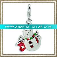 Wholesale Enameled Crystal Snowman Charm