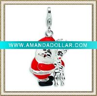 Wholesale Enameled Santa And Reindeer Charm