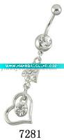 belly button ring with heart shape charms