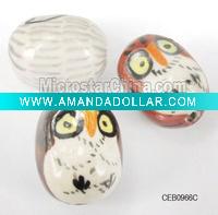 Handmade porcelain Beads, owl