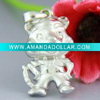 Wholesale cute tiger 925 silver charm jewelry