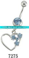 belly button ring with heart shape charms