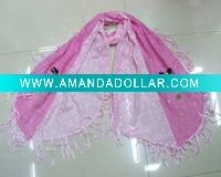 pink beaded long scarf
