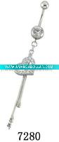 belly button ring with heart shape charms