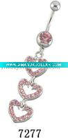 Wholesale belly button ring with heart shape charms