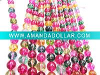 Wholesale Heat color crack crystal round beads size 10mm 16" length
