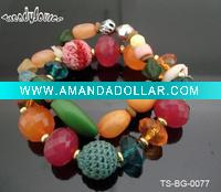 Wholesale HOT SELLING WOMEN'S LEAD FREE STRETCH BEADED BRACELETS WITH ASSORTED BEADS IN 2 PCS