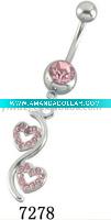 belly button ring with heart shape charms