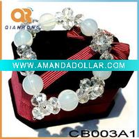2011 White jade Crystal Bead Bangles Bracelet