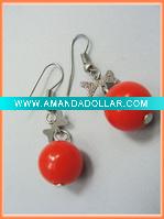 Red bead theme drop earring