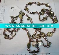 Wholesale charm and fashion assorted faceted pearl and shell beads designer long costume bead necklaces