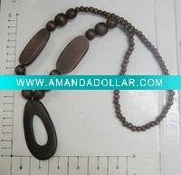 Wholesale charm and fashion chunky assorted wooden beads designer disc long costume bead necklaces
