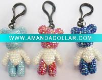 Wholesale promotional gift lanyard charms for cell phone DH-206 with rhinestone toys bear