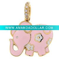 Wholesale C627 zoo elephant enamel clip on clasp charm